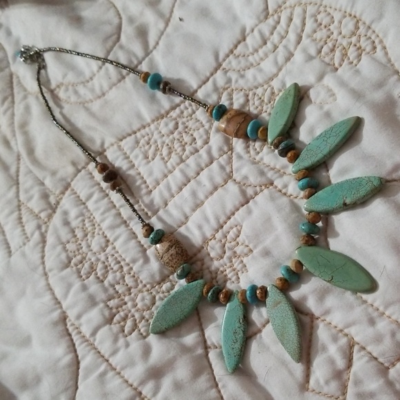 none Jewelry - Light Brown and Light Turquoise Stone Necklace none Jewelry - Light Brown and Light Turquoise Stone Necklace